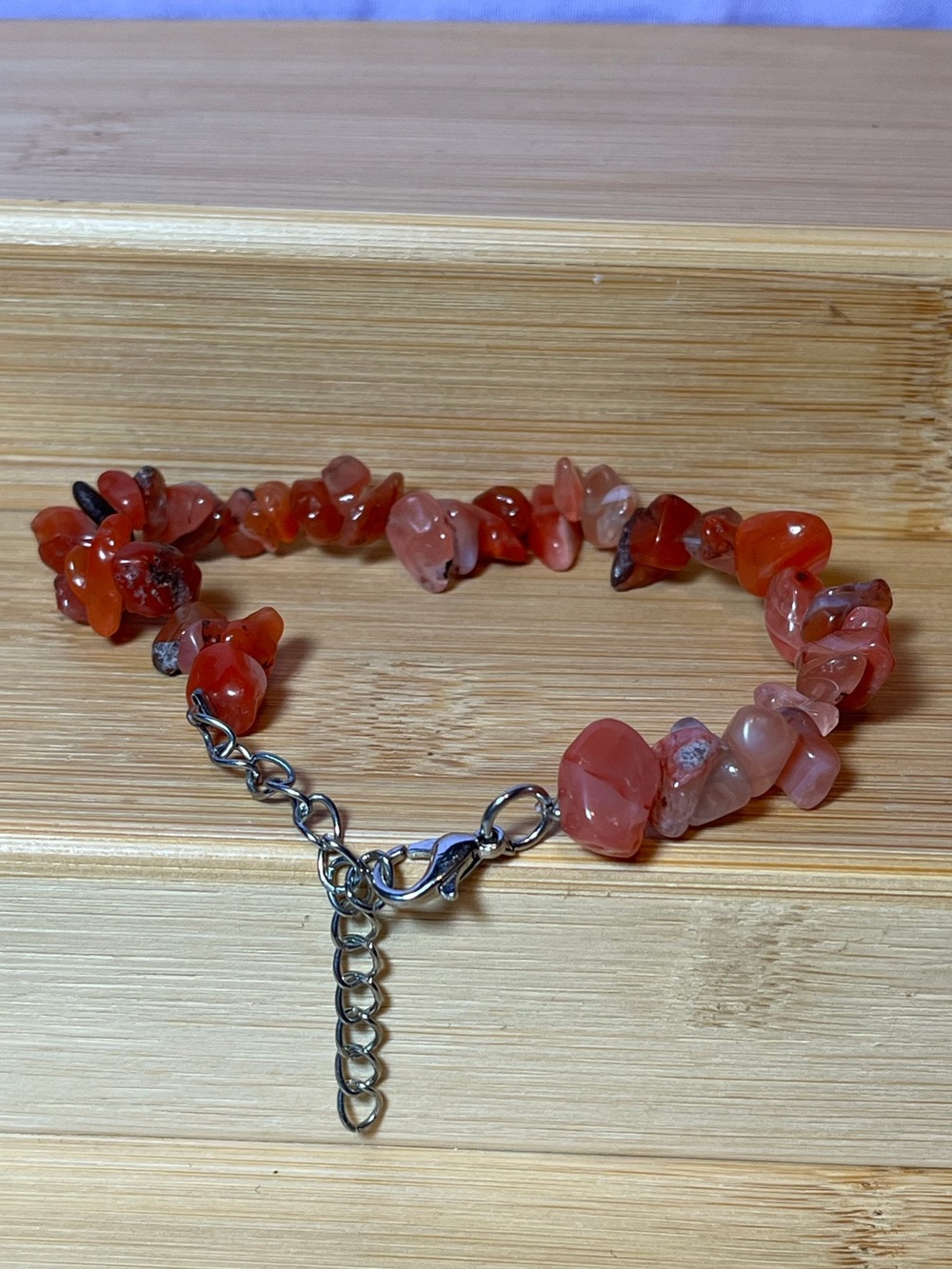 1pc Carnelian Chip Bracelet w/ Clasp (#3)